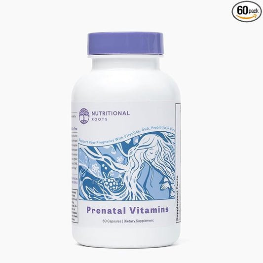 Prenatal Vitamins with DHA - Whole Food Vitamins with Folate, Probiotics and Regenerative Organic Ingredients, Without Iron, Without Iodine, Bump It Up, 30 Servings