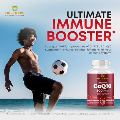 Dr. JOEL'S MOM NUTRIX Physician Recommended COQ10 500 mg - Maximum Potency & Absorption - Immune Support - 150 Softgels - Made in The USA