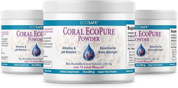Coral Ecopure Powder, Coral Calcium Powder Supplement with Coral Minerals - 16 Ounces