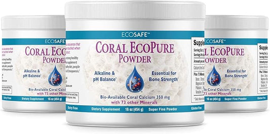 Coral Ecopure Powder, Coral Calcium Powder Supplement with Coral Minerals - 16 Ounces