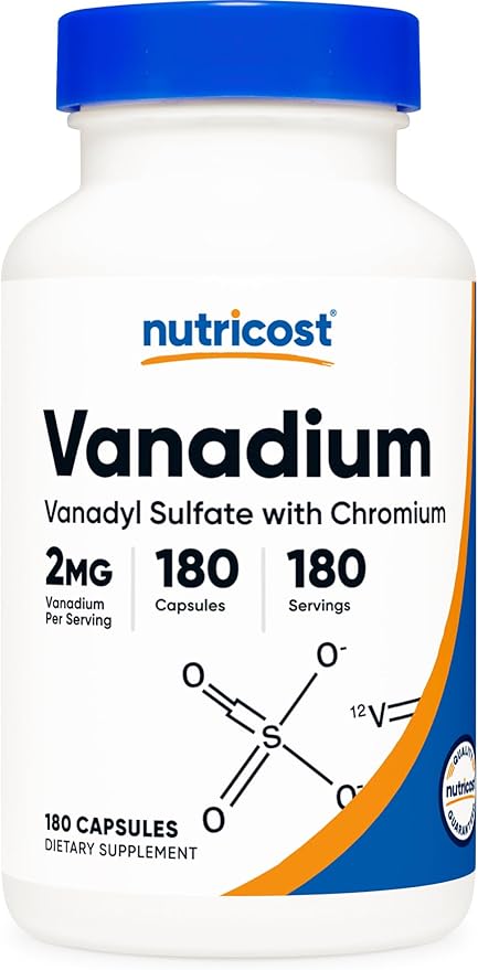 Nutricost Vanadium + Chromium 2mg 180 Vegetarian Capsules - Gluten Free, Non-GMO - Vanadium Supplement