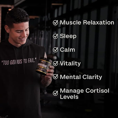 Magnesium Glycinate Powder Supplement - L-Theanine, Ashwagandha, Valerian Root - High Absorption - Supports Muscle Repair - Founded by James Rodriguez - 30 Servings (Coconut Lemonade)