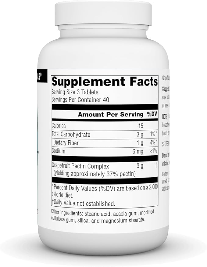 Source Naturals Grapefruit Pectin, Soluble Fiber - 1000 mg Dietary Supplement - 120 Tablets