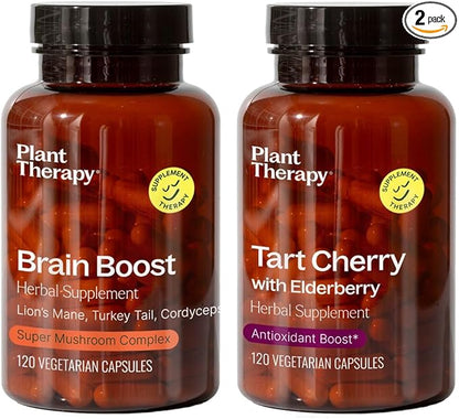 Plant Therapy Brain Boost & Tart Cherry with Elderberry Herbal Supplement Capsules