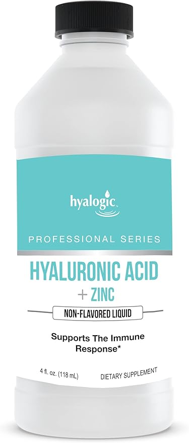 Hyalogic Liquid Zinc Supplement for Immune Support (4 Oz) - Daily Mineral Support Enhanced w/Hyaluronic Acid for Hydration – Immune Zinc Liquid for Men and Women – Gluten Free, Cruelty Free