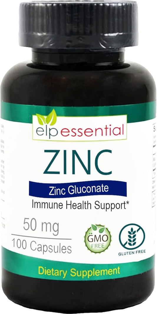 Zinc 50mg, Immune Support & Antioxidant Supplement 100 Capsules - Gluten Free and Non-GMO