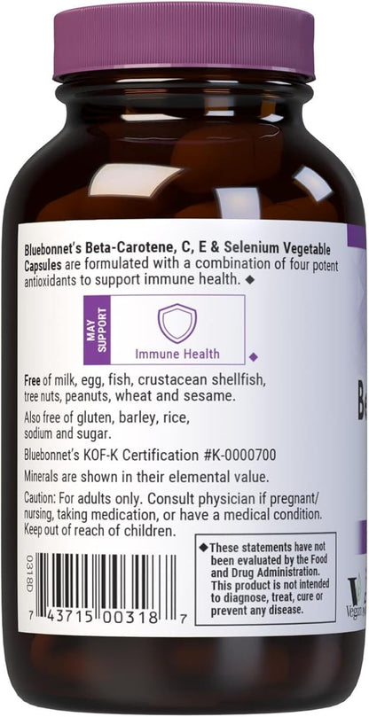BlueBonnet Beta Carotene C and E Plus Selenium Vegetarian Capsules, 60 Count