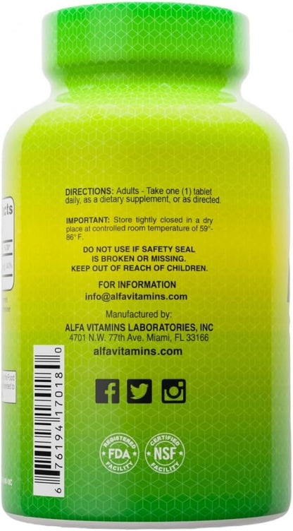 ALFA VITAMINS Folic Acid 800 mcg Prenatal Supplement, Supports Cardiovascular Health, Body & Brain Functions, Red Blood Cell Formation & Healthy Fetal Development, Dietary Supplement, 100 Tablets