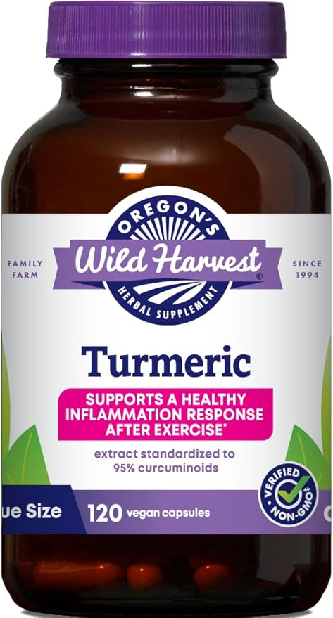 Oregon's Wild Harvest Turmeric 120 Count - Turmeric Capsules with BioPerine - Vegan, Gluten-Free, Non-GMO