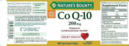 Nature's Bounty Co Q-10 200 mg Rapid Release Softgels Supports Cadiovascular Health 80 Ea (Pack of 4)