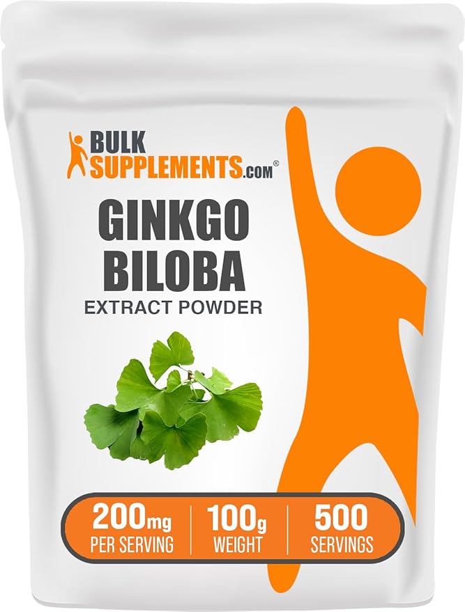 BulkSupplements.com Ginkgo Biloba Extract Powder - Ginkgo Biloba Supplements, Ginkgo Biloba Powder, from Ginkgo Biloba Leaf - Gluten Free, 200mg per Serving, 100g (3.5 oz) (Pack of 1)
