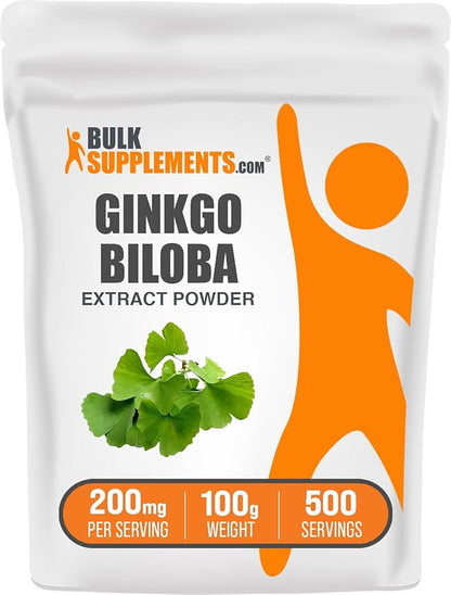 BulkSupplements.com Ginkgo Biloba Extract Powder - Ginkgo Biloba Supplements, Ginkgo Biloba Powder, from Ginkgo Biloba Leaf - Gluten Free, 200mg per Serving, 100g (3.5 oz) (Pack of 1)