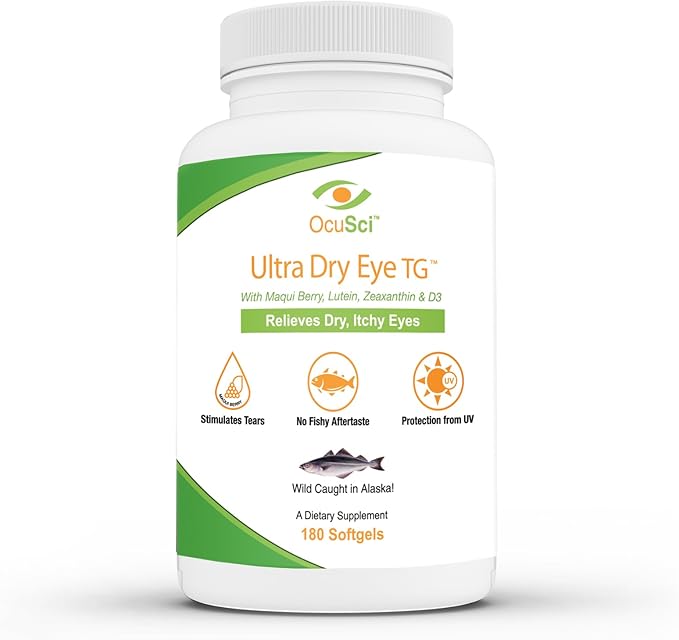 Formulated for Dry Eyes - 1700mg Triglyceride Omega-3 + EPA & DHA, Lutein,Zeaxanthin, B12, D3-60 Servings (Ultra Dry Eye, UDETG - 2 Month)