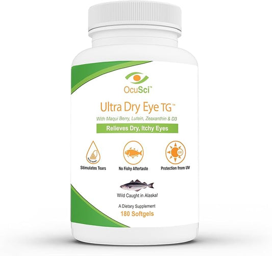 Formulated for Dry Eyes - 1700mg Triglyceride Omega-3 + EPA & DHA, Lutein,Zeaxanthin, B12, D3-60 Servings (Ultra Dry Eye, UDETG - 2 Month)