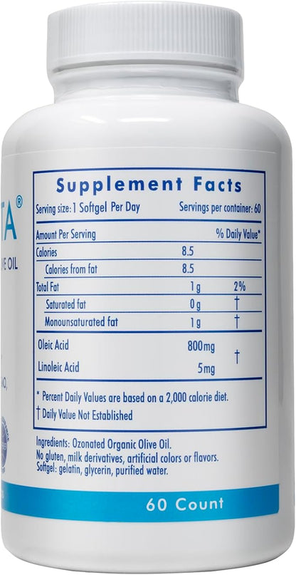 Ozonated Organic Olive Oil – 1000mg per Softgel – 60 Softgels (2-Month Supply)