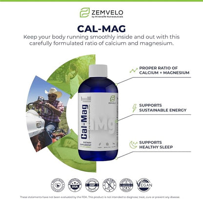 Liquid Ionic Cal/Mag | Calcium, Magnesium, Boron | Bone & Muscle Support | Restful Sleep | Mood Support | 48 Day Supply