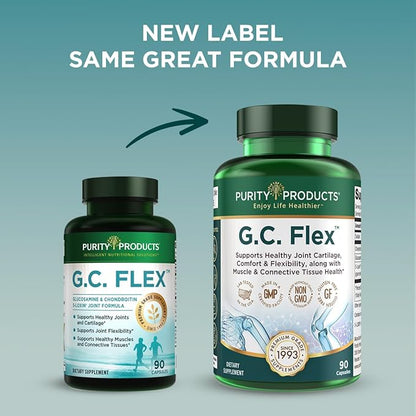 Purity Products G.C. Flex (Glucosamine and Chondroitin Sulfate Super Formula) - Supports Joint + Cartilage Health + Healthy Muscles + Connective Tissue - Promotes Joint Flexibility - 90 Capsules from