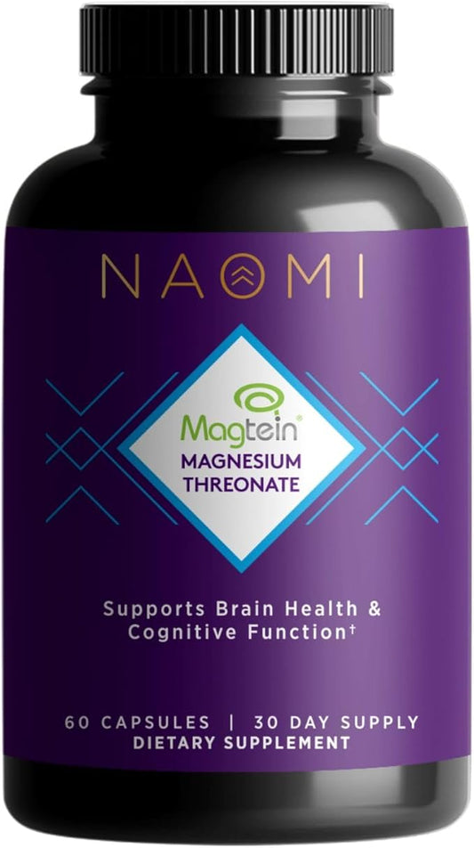 NAOMI Magnesium L-Threonate with 2,000mg Patented Magtein®, High Absorption Elemental Magnesium, Memory Supplement - Brain Health, Focus, Nerve Support, Heart Health, Natural Sleep Aid, 60 Veggie Caps