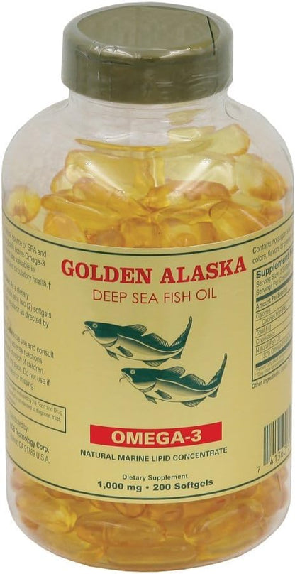 Alaska Deep Sea Fish Oil, Omega 3, DHA/EPA 1000 mg 200 Softgels, FRESH , New Item Good Product !! by Nu-Health