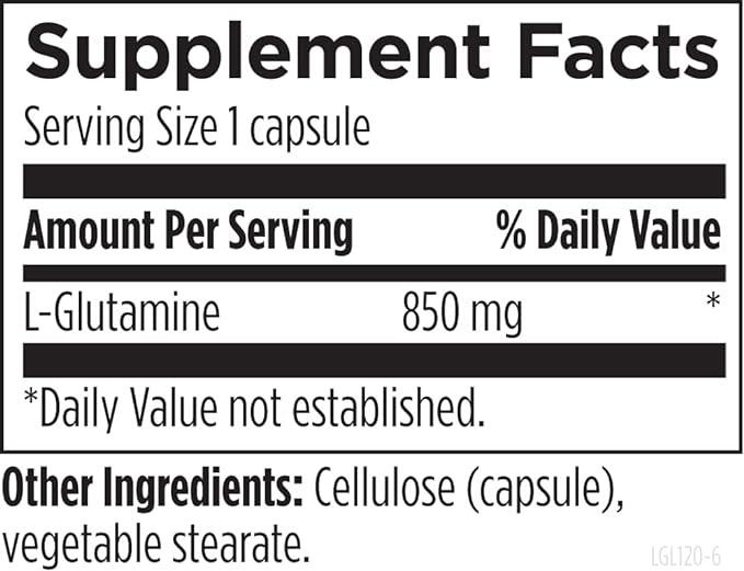 Designs for Health L Glutamine Capsules - 850mg Vegetarian Amino Acids Supplement to Support Muscle Recovery, Digestive, Immune + Gut Health - Non-GMO + Gluten Free (120 Capsules)