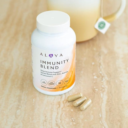 Alaya Naturals Immunity Blend - Advanced Immune Support with Vitamin C, Zinc, Elderberry, Garlic, Ginger, Morgina, Oregano and Astragalus: Support Immunity and Overall Health - 90 Capsules