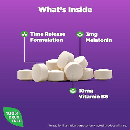 Natrol Melatonin 3 mg Time Release, Dietary Supplement to Minimize Wake Ups, Nighttime Sleep Aid, 100 Tablets, Up to a 100 Day Supply