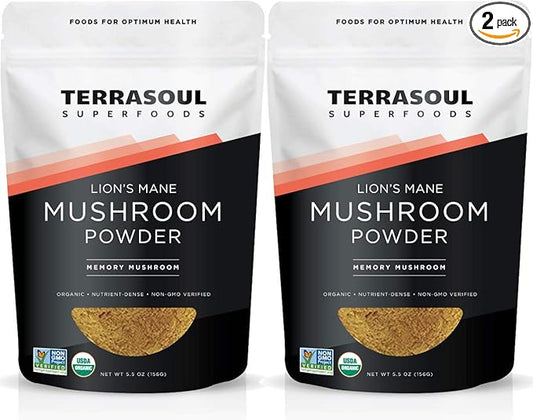 Terrasoul Superfoods Organic Lion's Mane Mushroom Powder (4:1 Extract), 11 Ounces