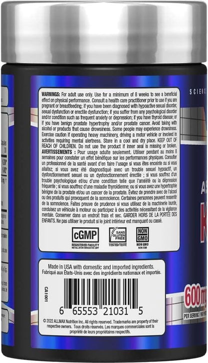 ALLMAX Essentials Ashwagandha KSM-66 (60 Veggie Caps) - Increase Muscle Strength & Recovery - Non-GMO, Gluten Free - 30 Servings
