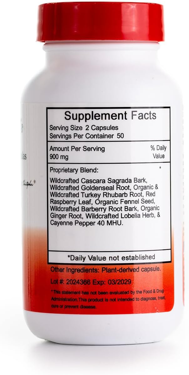 Christopher's Original Formulas Lower Bowel Cleanse Formula Capsules - Herbal Laxative Colon Cleanse and Gut Cleanse 100 ct.
