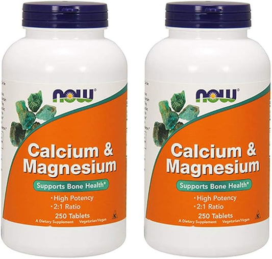 Now Foods Calcium & Magnesium, 250 Tablets (Pack of 2)