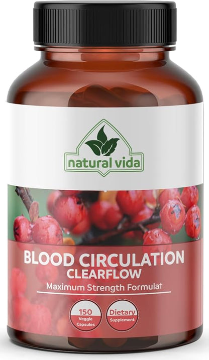 Blood Circulation 600mg Supplement - 300 Capsules - with Hawthorne, Ginger, Horse Chestnut, Butchers Broom, Cayenne, Diosmin