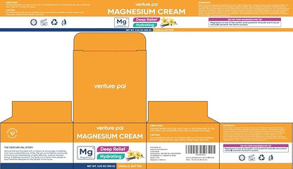 Venture Pal Magnesium Lotion, Topical Magnesium Cream for Sleep, Leg Cramps & Pain, Muscle Relaxation, Calm, Moisturizing Supplement with Coconut Oil, Shea Butter & Hyaluronic Acid, Safe for Kids