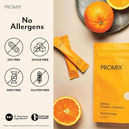 ProMix Nutrition Debloat Prebiotics and Probiotics with Baobab - Rich in Vitamin C, Bloating Relief, Immune Support - Orange - 30 Servings (Pack of 30)
