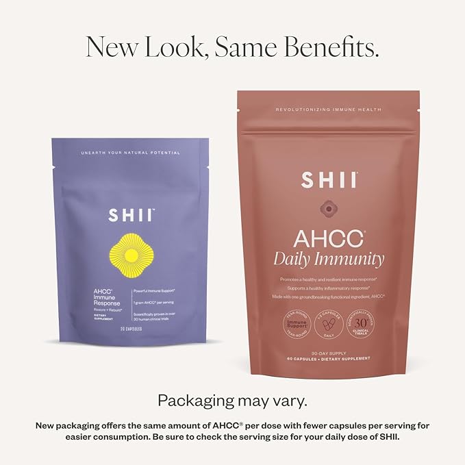 SHII AHCC Daily Immunity, 30-Days Supply – Vegan, Gluten Free Immune Support Supplement with AHCC, Immune System Support from Functional Shiitake Mushrooms, Promotes Immune Response & Cellular Health