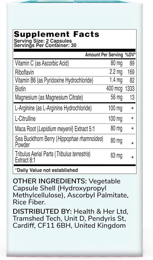 Health & Her Intimacy+ Multi-Nutrient Supplement Support for Women - Contains Maca Root and Tribulus to Help Discover You Again, Vegan (60 ct -1 Month)