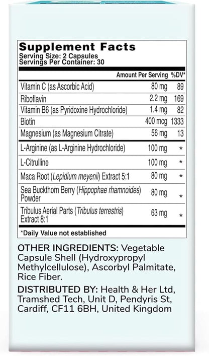 Health & Her Intimacy+ Multi-Nutrient Supplement Support for Women - Contains Maca Root and Tribulus to Help Discover You Again, Vegan (60 ct -1 Month)