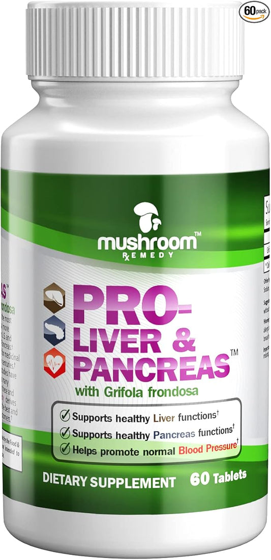 PRO-Liver & Pancreas | Best All-Natural Herbal Supplement for Pancreas & Liver Support, Detox, Clinically Studied Grifola frondosa Mushroom Extract, Vegan, NON-GMO, USA Made, 60 Tablets