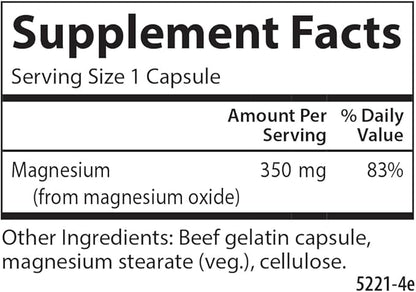 Carlson Magnesium 350 mg Muscle Function & Nerve Health - 90 Capsules