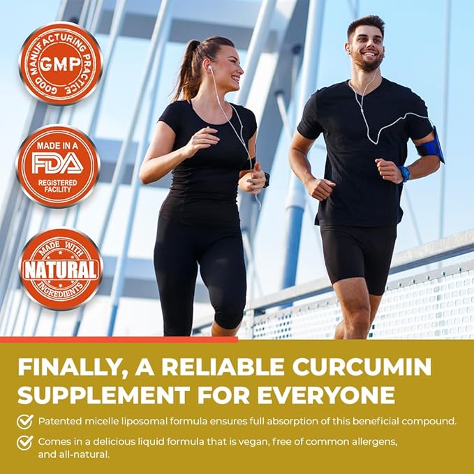 Curcumin Gold, from Turmeric with Ginger Oil & DHA Omega-3s, Micelle Liposomal Enhanced Absorption, Joint Health, 15 Day Supply