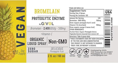 Raw Bromelain Mist-Liquid Pineapple Extract - Enhanced Potency 500mg and Vitamin C Extra Strength Spray Mist: Daily Absorption Liquid Essential Protein Support, Optimizes Wellness Benefits