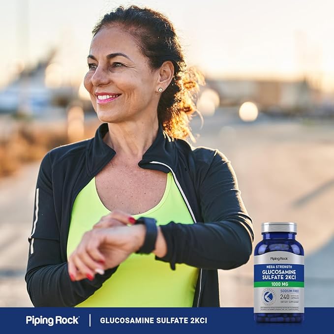 Piping Rock Glucosamine Sulfate 1000mg | 240 Capsules | Mega Strength | Joint Support | Sodium Free | Non-GMO & Gluten Free Supplement