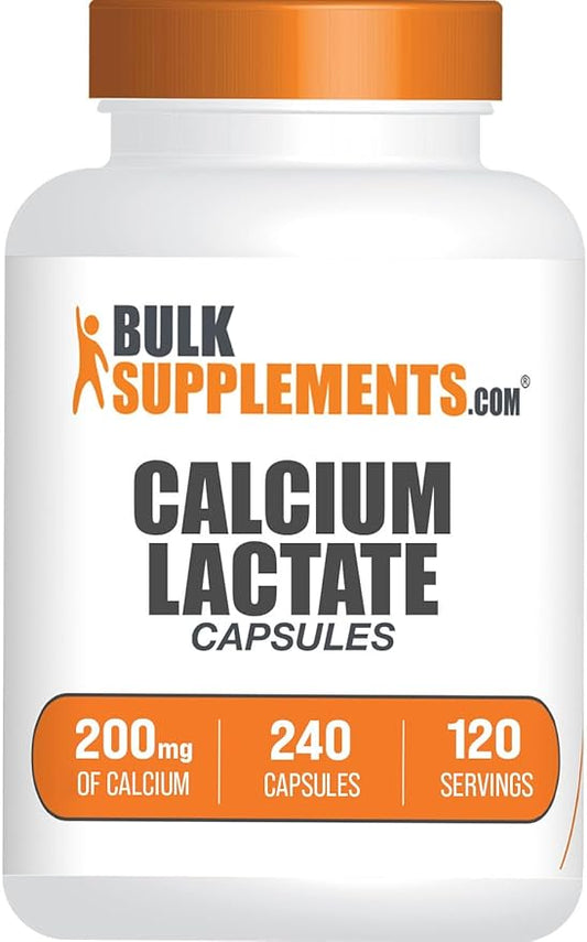 BulkSupplements.com Calcium Lactate Capsules - Calcium Lactate Supplement, 200mg per Serving - 240 Capsules (Pack of 1)
