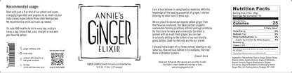 Annie's Ginger Elixir, 34oz 2-Pack, Pure Natural Organic Tonic Ginger Shot, Digestive Cleanse Boosts Immune Defense, Daily Gut Health and Wellness, Non-GMO Beverage