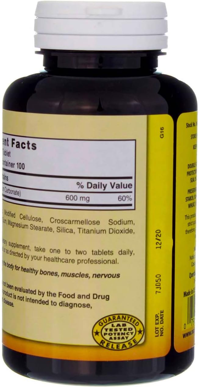 Nature`s Blend Calcium Carbonate 600mg Tablets 100 ct (pack of 2)
