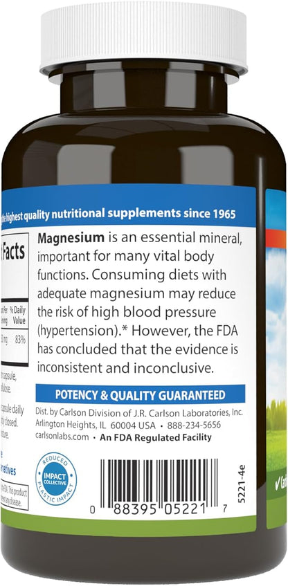 Carlson Magnesium 350 mg Muscle Function & Nerve Health - 90 Capsules