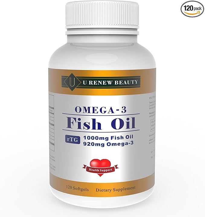 92% Omega-3 Fish Oil mini Softgels for Women and Men 1000mg per Serving with 920mg EPA & DHA Supplements,Supports Heart & Brain Health, 120 Count