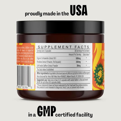 Ares Flow State - Focus, Mood & Stress Relief - Natural Dopamine, Serotonin, Cortisol Supplements for Women and Men with Schisandra Organic, Rhodiola Rosea, Saffron Extract - 60 Capsules