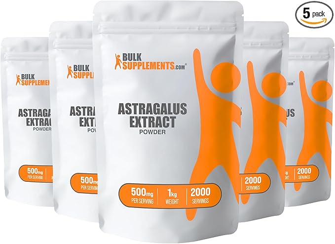 BulkSupplements.com Astragalus Extract Powder - from Astragalus Root, Astragalus Supplement - Vegan & Gluten Free, Astragalus Powder - 500mg per Serving, 5kg (11 lbs) (Pack of 5)