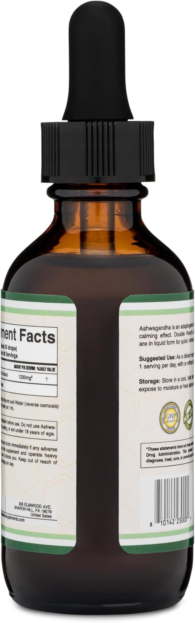 Ashwagandha Organic Drops for Stress Relief (1,200mg, 60 Servings) Ashwagandha Tincture for Adrenal Support and Cortisol Manager (Vegan Safe, Gluten Free, Non-GMO) by Double Wood
