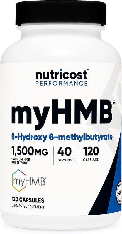 Nutricost myHMB Capsules 1,500MG Calcium HMB Per Serving, 120 Capsules, 40 Servings - Performance Line, Calcium B-Hydroxy B-Methylbutyrate Monohydrate